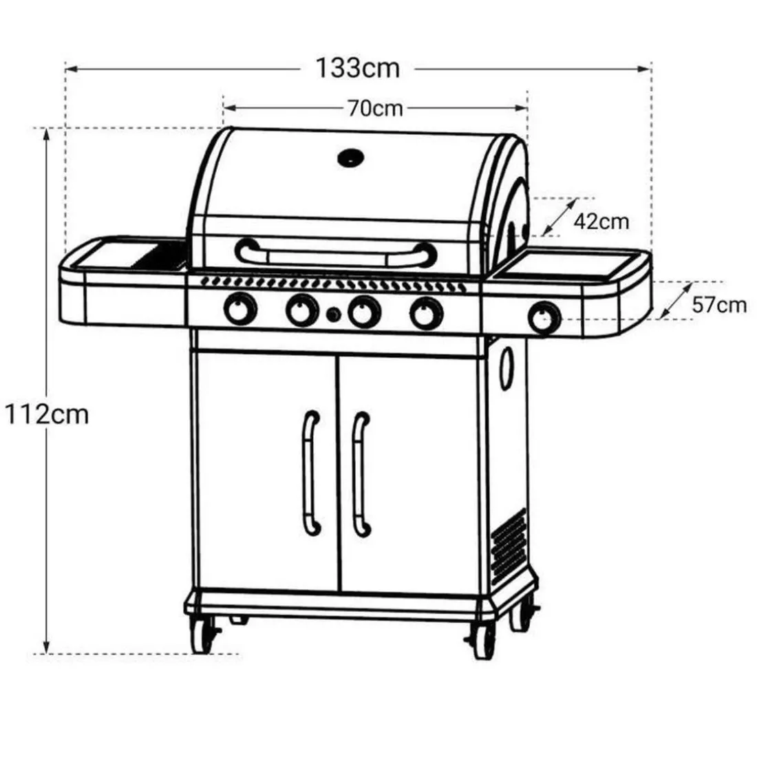 Barbecue gaz Américain FIDGI 4 Brûleurs