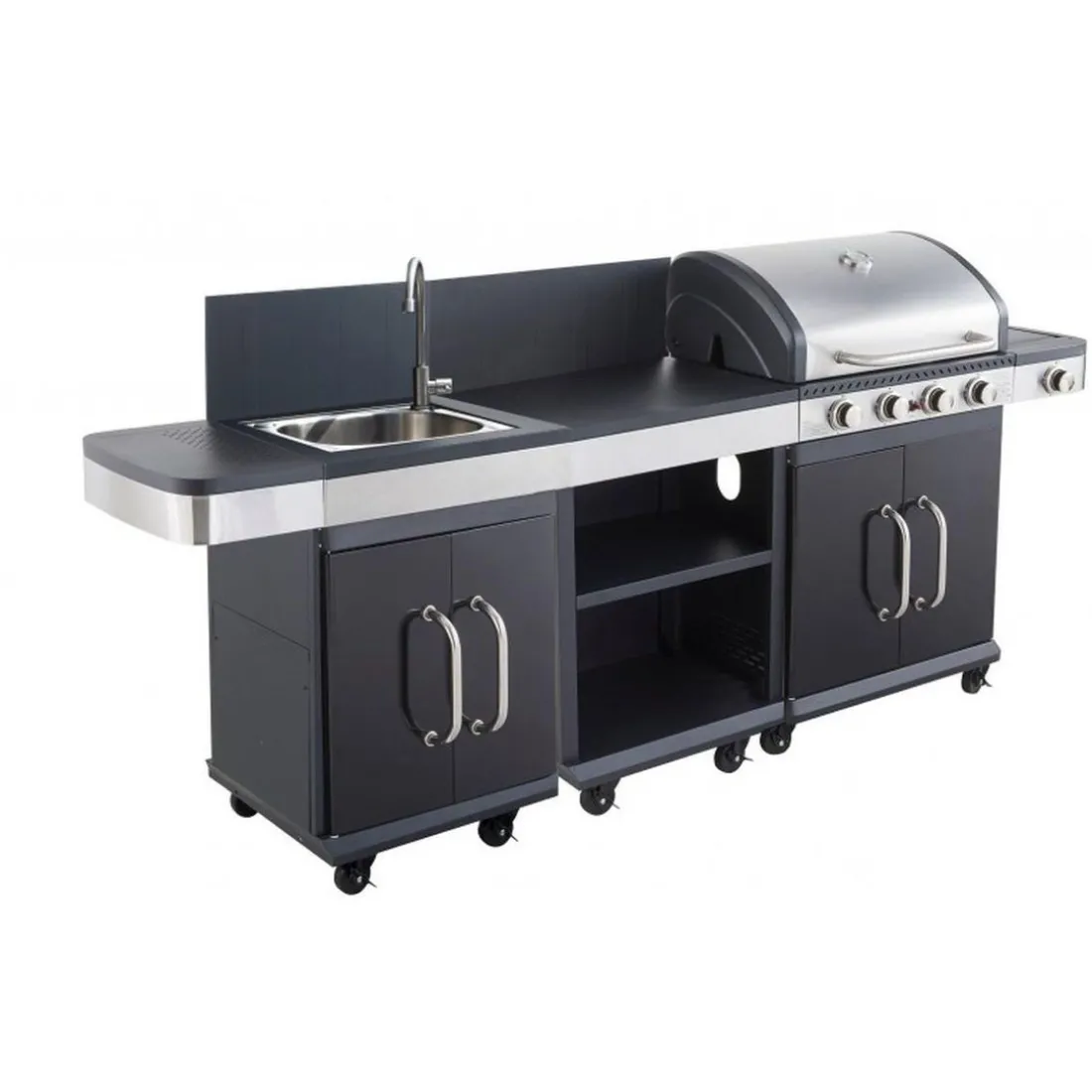 Barbecue gaz FIDGI 4 Brûleurs avec desserte et évier