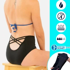 Bas de Maillot de bain Menstruel taille haute croisé - Flux Moyen - Nola