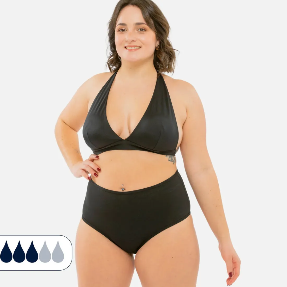 Bas de Maillot de bain Menstruel taille haute croisé - Flux Moyen - Nola