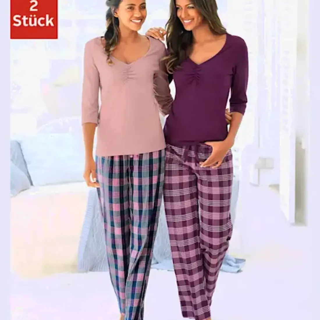 Bas de pyjamas - Rayure multicolore en coton