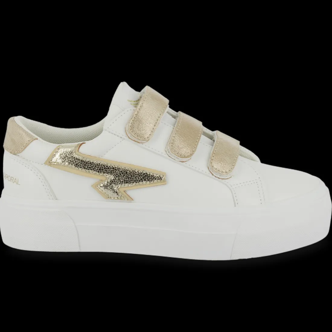 Basket femme CLOVIA blanc et or
