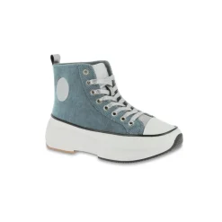 Basket femme toile bleu velours CHRISTA en coton