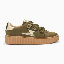 Baskets a scratch femme kaki
