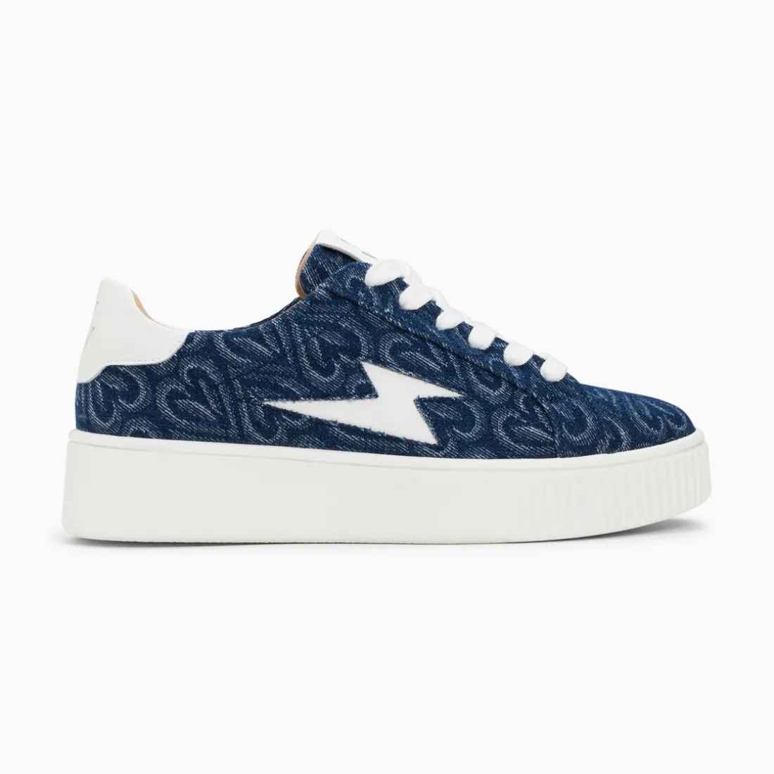 Baskets éclair Enola denim coeur à lacets