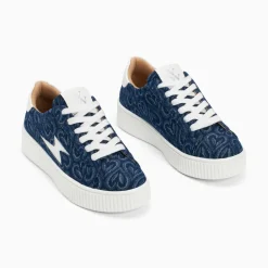 Baskets éclair Enola denim coeur à lacets