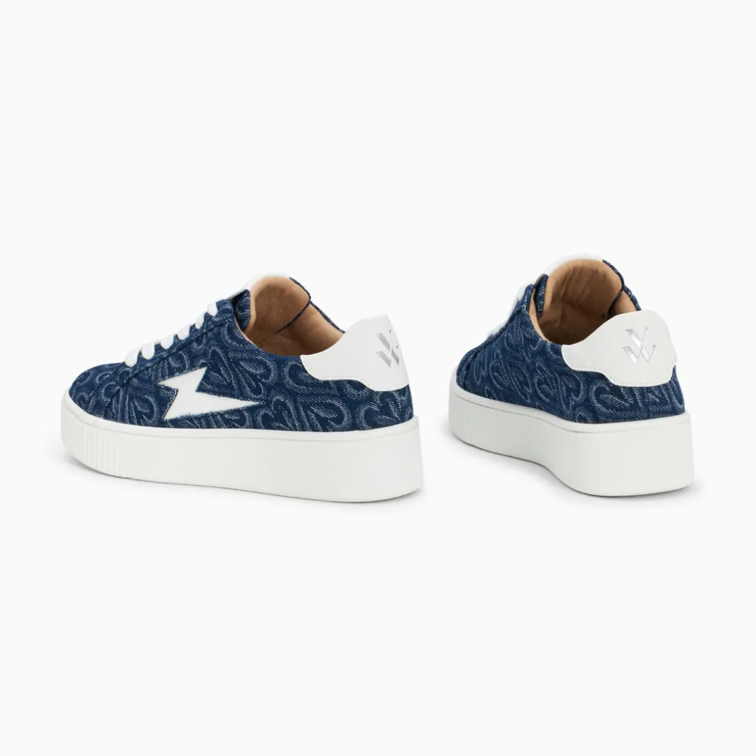 Baskets éclair Enola denim coeur à lacets