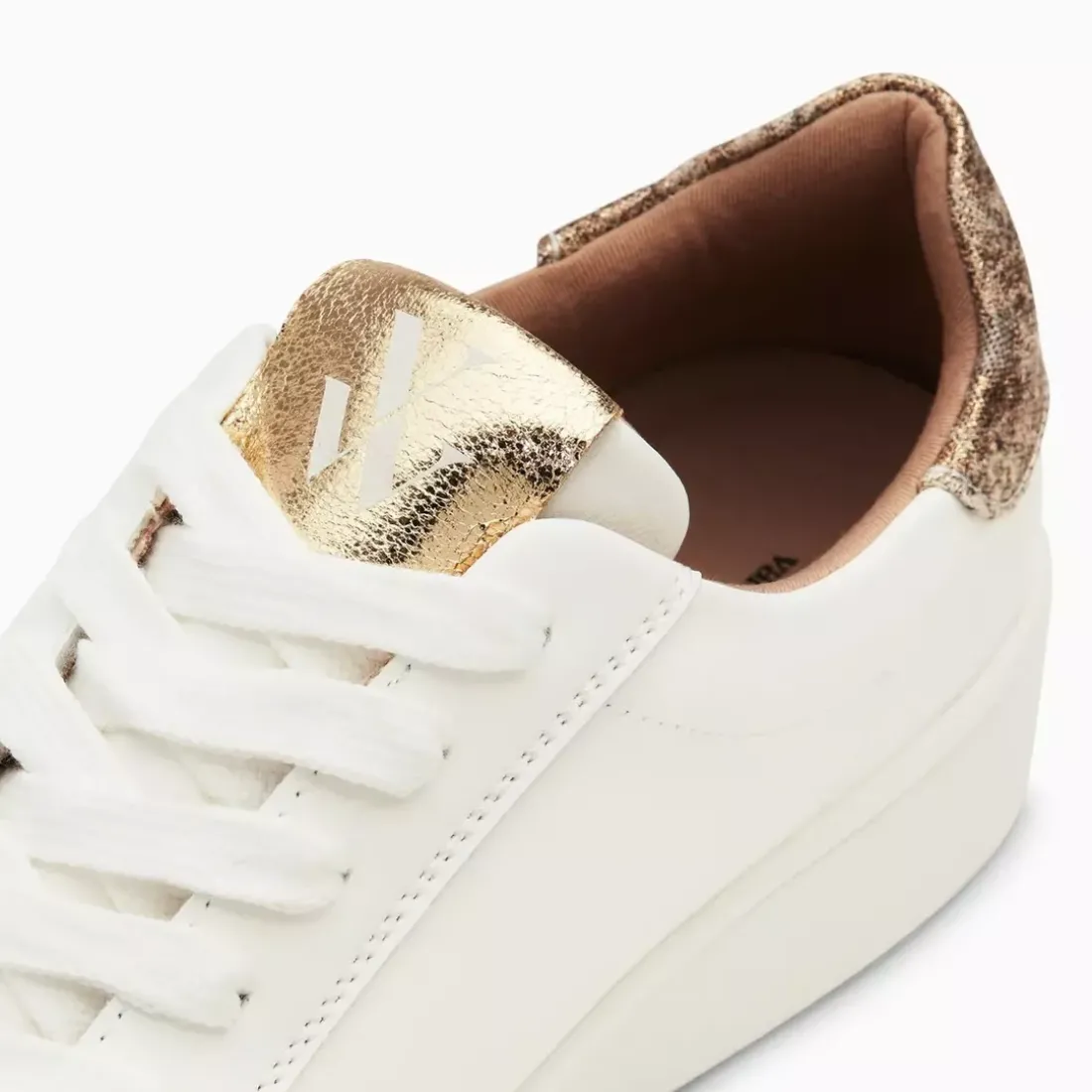 Baskets éclair Joy blanc et or à lacets