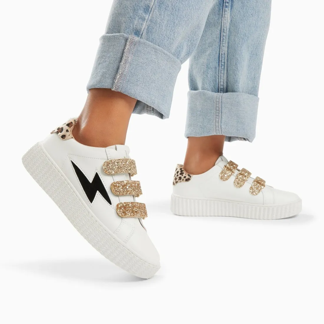 Baskets eclair a scratch femme or