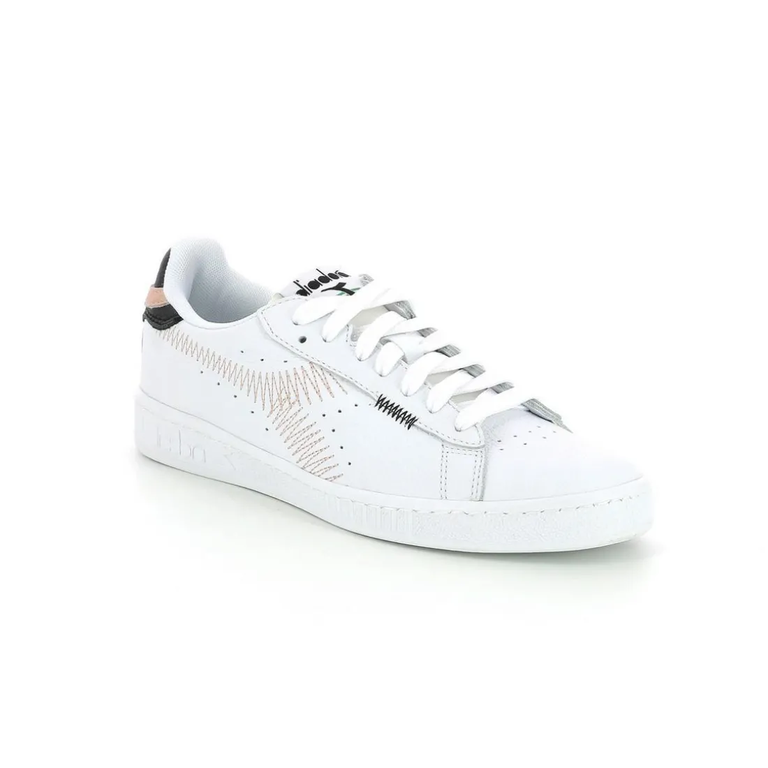 Baskets Femme GAME L L ZIGZAG Blanc/Pêche en cuir