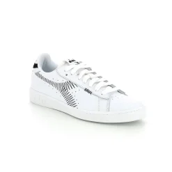 Baskets Femme GAME L L ZIGZAG Blanc/Noir en cuir