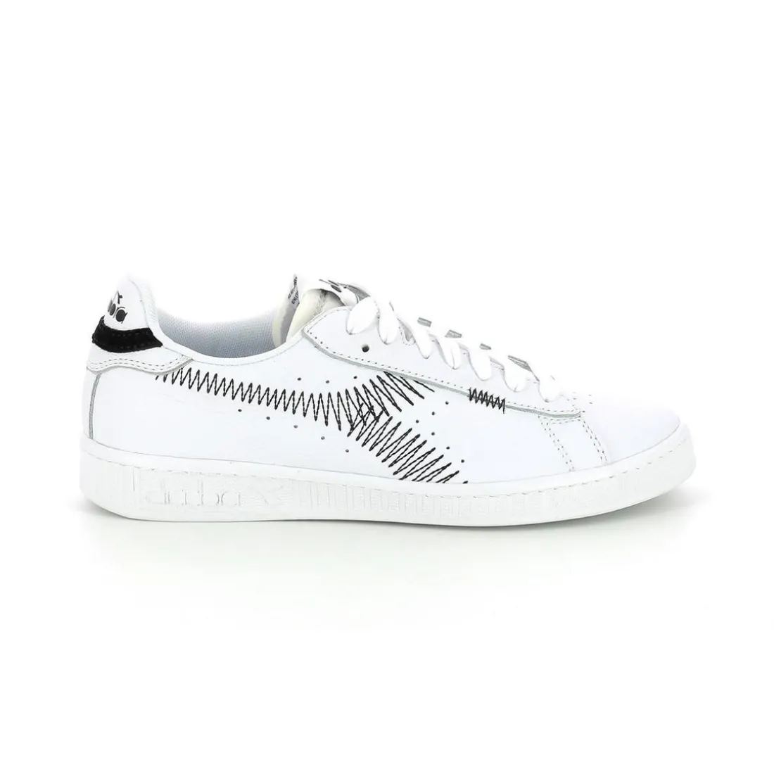 Baskets Femme GAME L L ZIGZAG Blanc/Noir en cuir