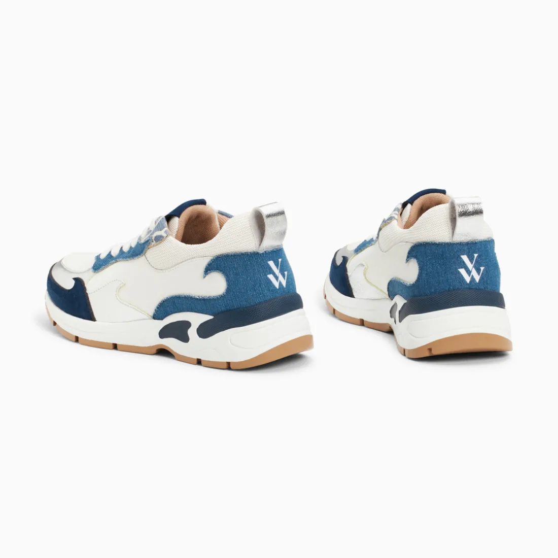 Baskets flamme Juliette blanc et denim