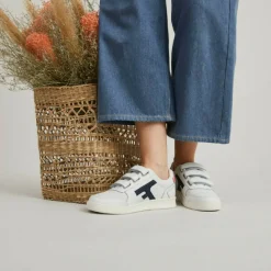 Baskets Hazel Velcro bleu marine en cuir