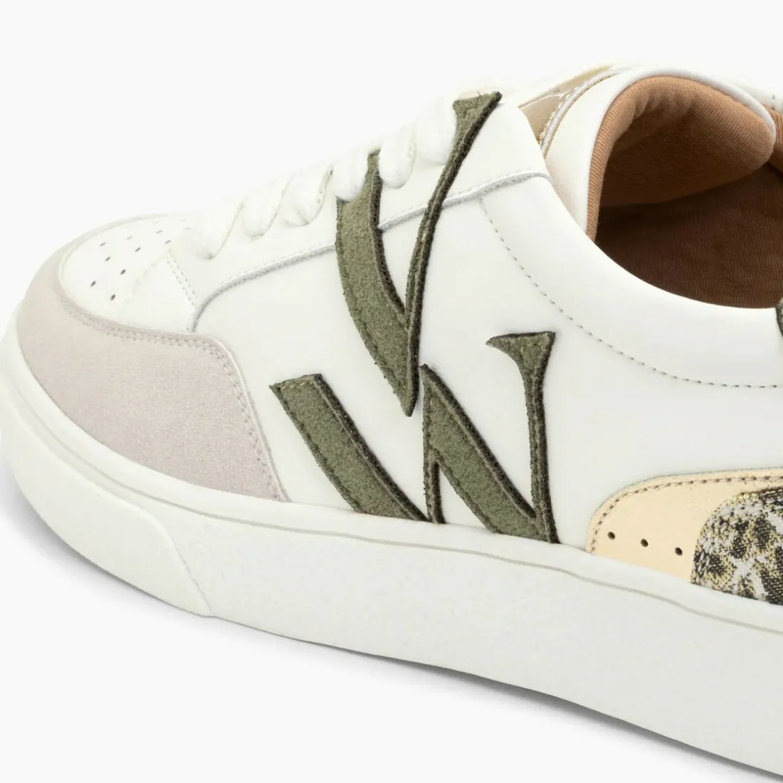 Baskets kaki JOYCE blanc en tissu