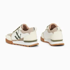 Baskets monogramme Adèle beige et kaki à semelle running