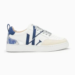 Baskets monogramme bleu et blanc