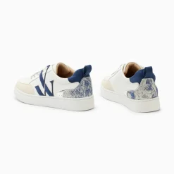 Baskets monogramme bleu et blanc