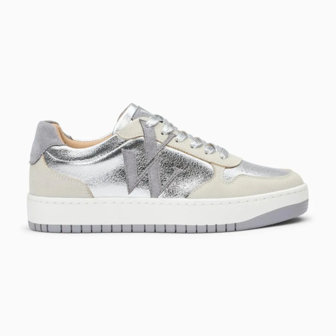 Baskets monogramme Cidem argent et gris