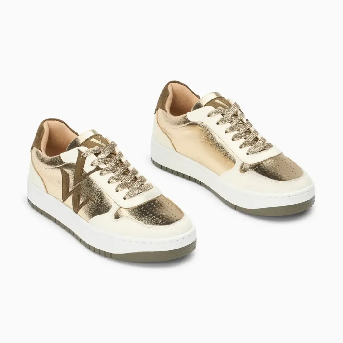 Baskets monogramme Cidem or et kaki
