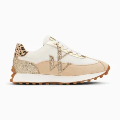 Baskets monogramme Faustine ivoire et beige à semelle running