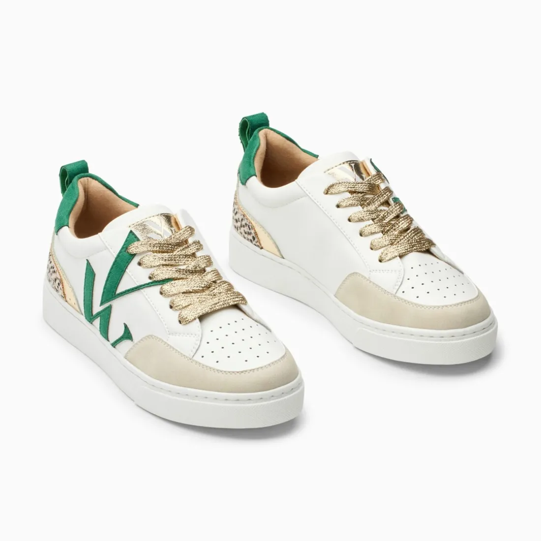 Baskets monogramme Gabriella blanc et vert