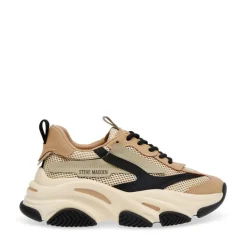 Baskets synthétique kaki/blanc POSSESSION-E
