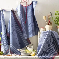 Bavoir imprimé en jacquard de coton, NAUTIQUE Bleu