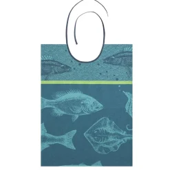Bavoir jacquard pur coton, POISSONS Bleu