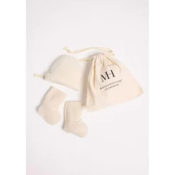 Bebepack bonnet et chaussons New born Pack/CAMILLE CHARLIE en cachemire blanc