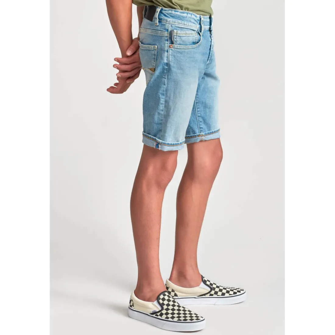 Bermuda garçon, en jeans Mike bleu clair délavé