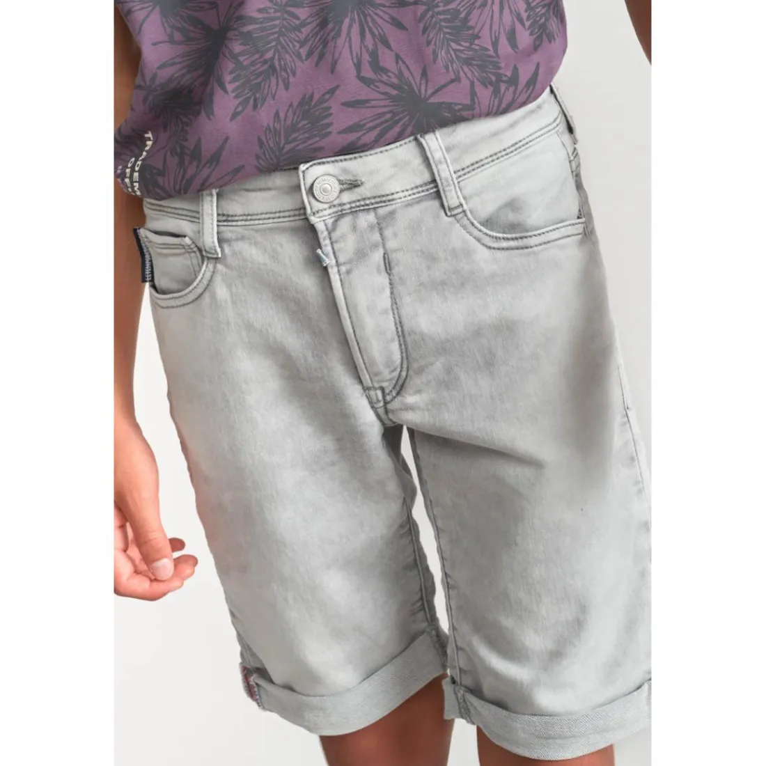 Bermuda short garçon, en jeans JOGG gris Cleo
