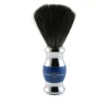 Blaireau de Rasage avec Manche Chromé et Bleu - Fibres Synthétiques Noires