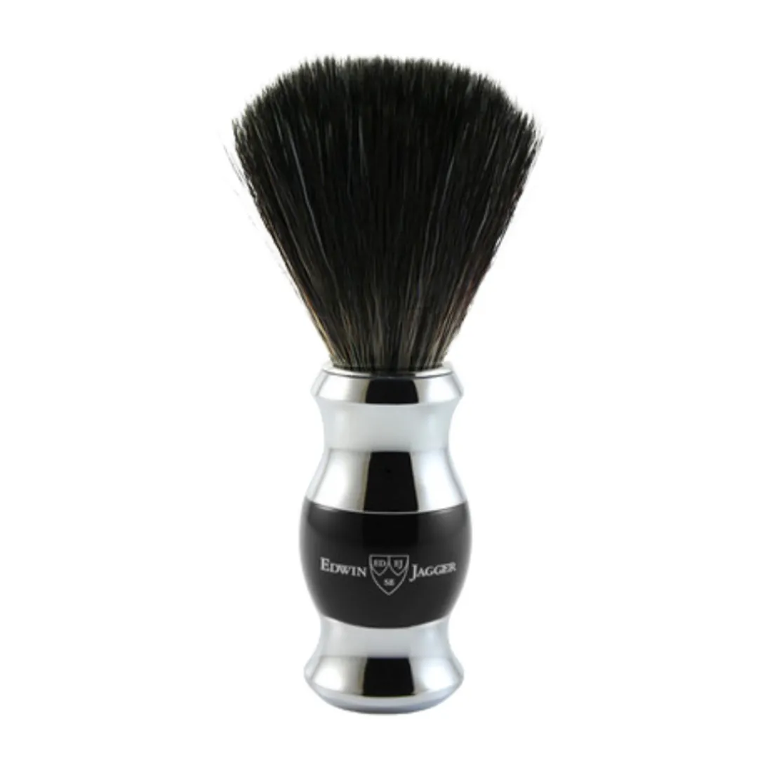 Blaireau de Rasage avec Manche Chromé et Imitation Ébène et Fibres Synthétiques Noires