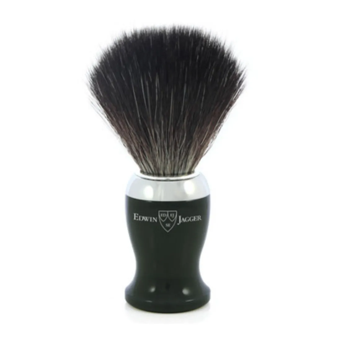 Blaireau de Rasage avec Manche Imitation Ébène Chromé et Fibres Synthétiques Noires