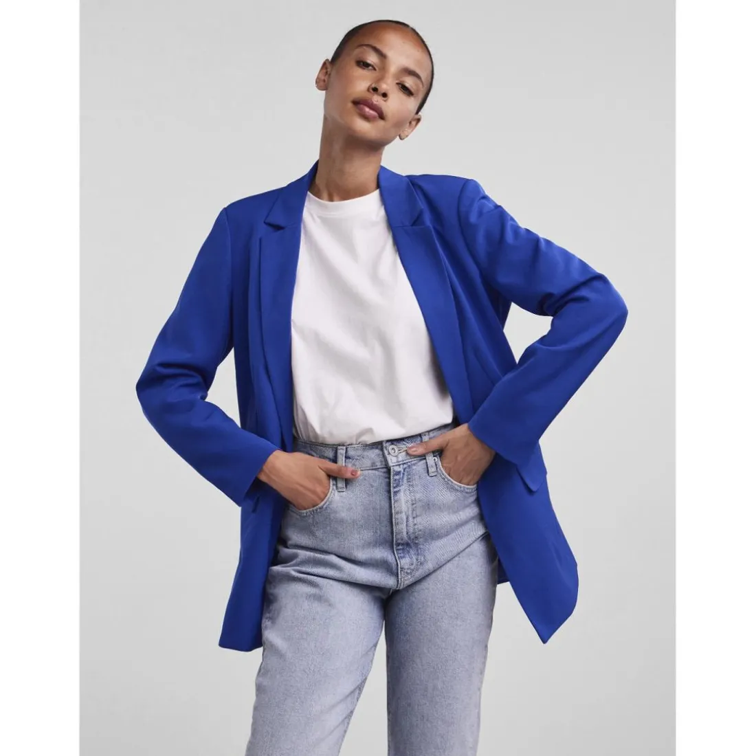 Blazer classique oversize fit col italien bleu Tess