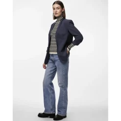 Blazer classique regular fit col à revers bleu Rhea