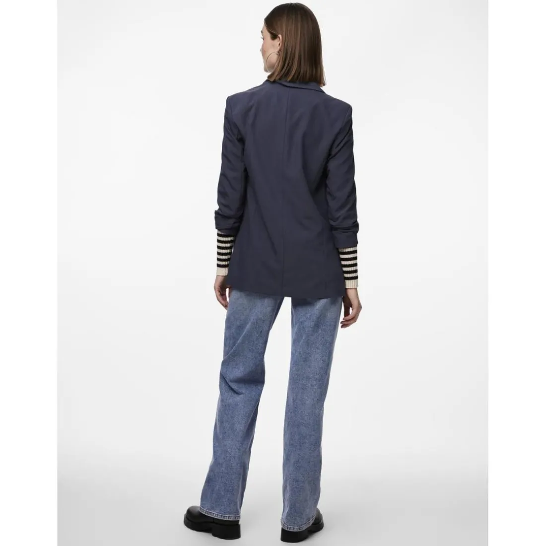 Blazer classique regular fit col à revers bleu Rhea