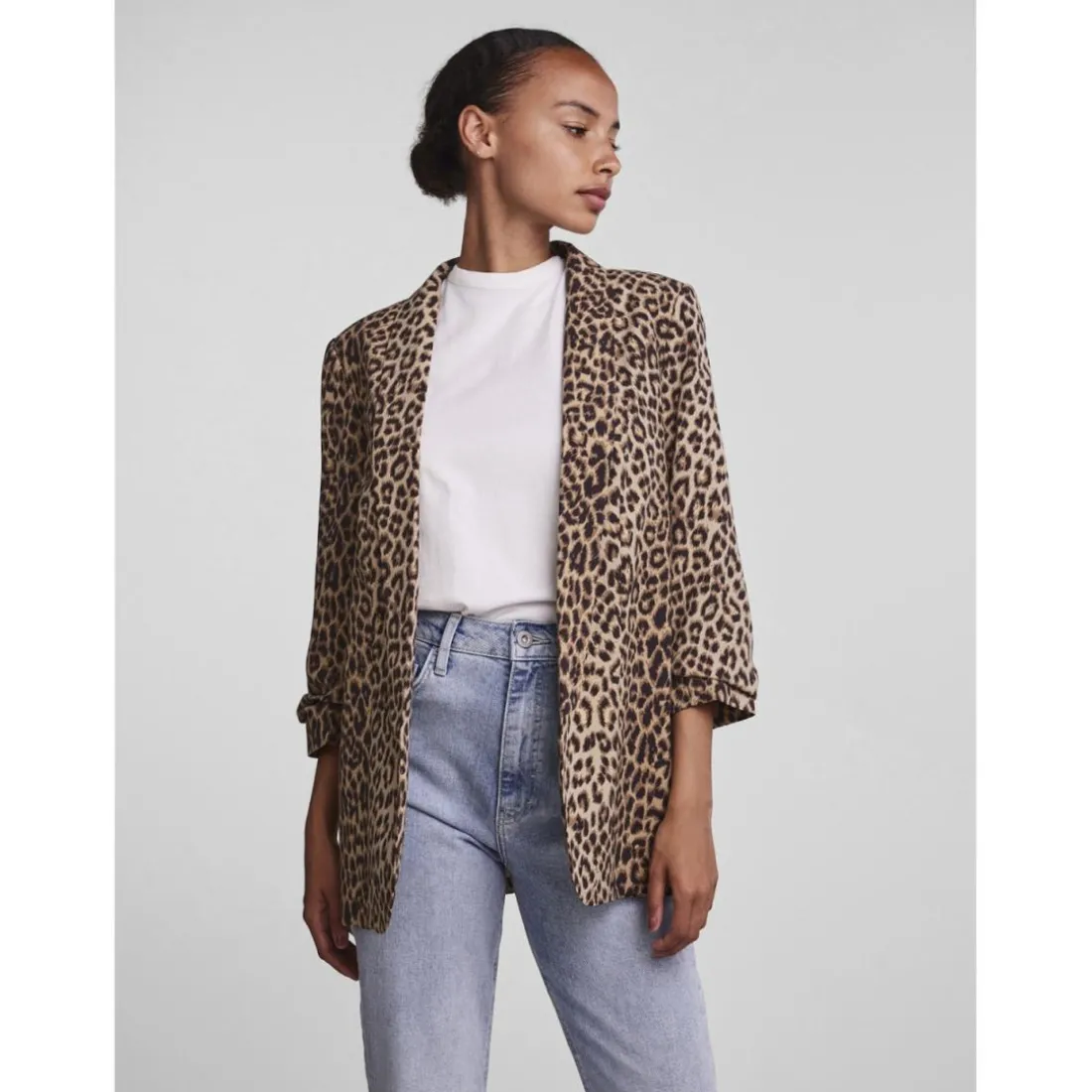 Blazer classique regular fit col à revers marron Lena
