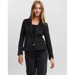 Blazer croisé Regular Fit Col à revers Longueur regular noir