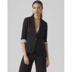 Blazer fermeture par bouton col à revers noir Clio