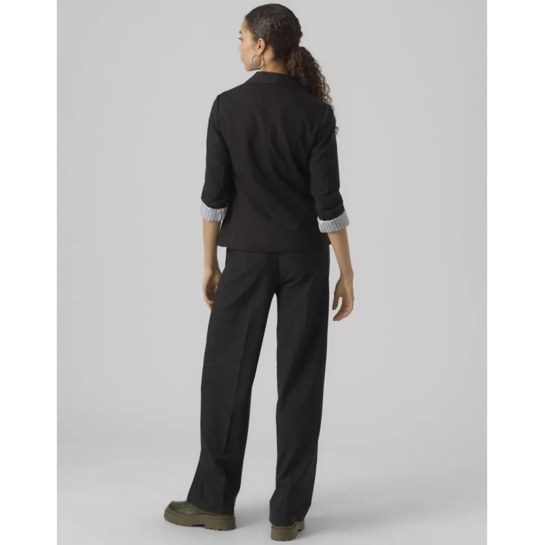 Blazer fermeture par bouton col à revers noir Clio