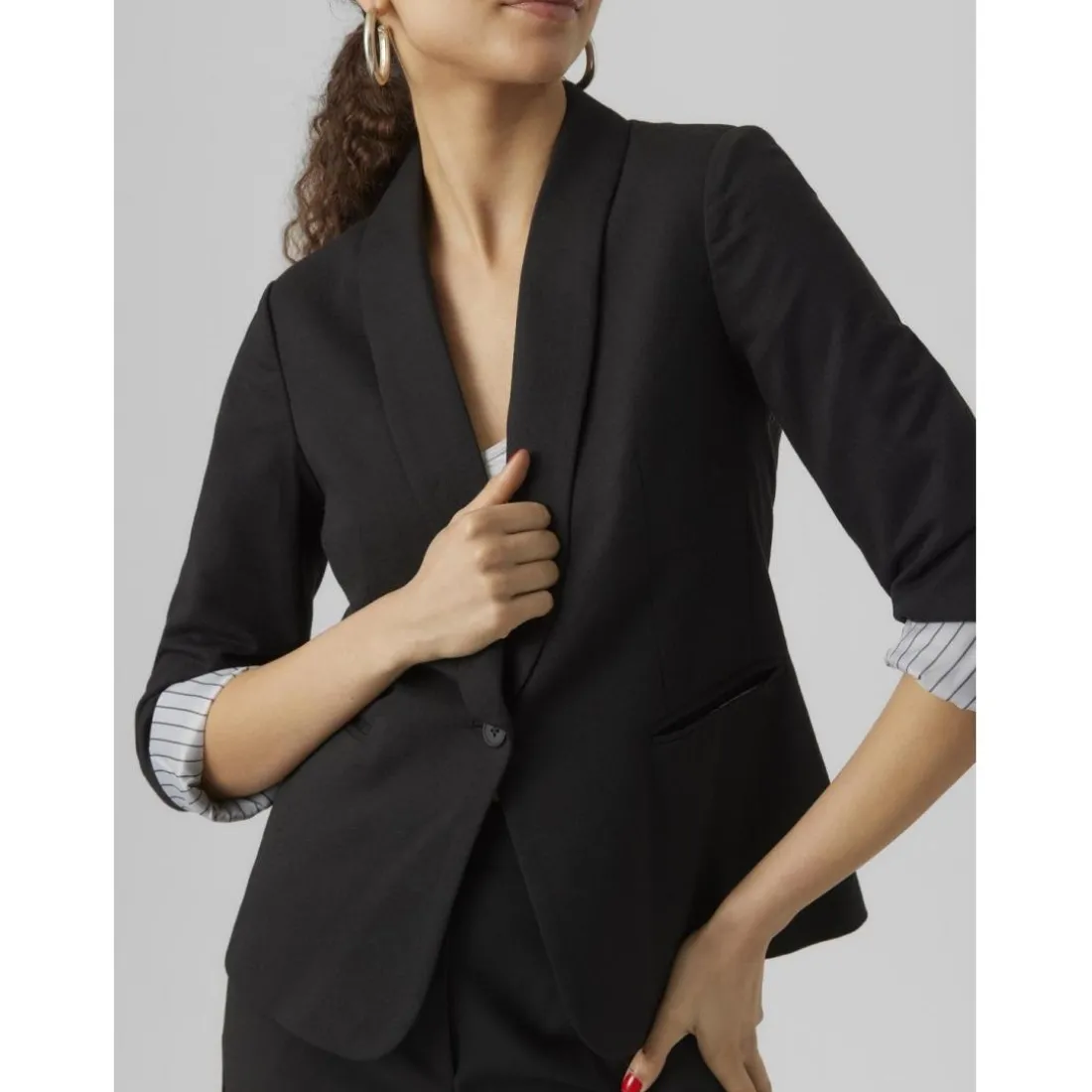 Blazer fermeture par bouton col à revers noir Clio