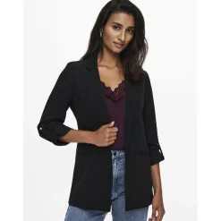 Blazer regular fit col à revers noir Lise