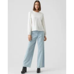 Blouse à manches ballons - Blanc en coton