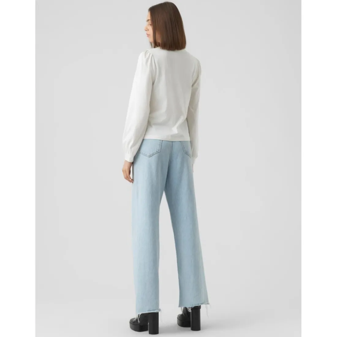 Blouse à manches ballons - Blanc en coton
