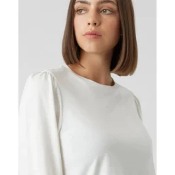 Blouse à manches ballons - Blanc en coton