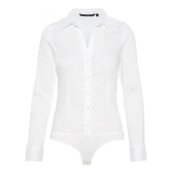 Blouse Col chemise Manches longues Longueur regular blanc en coton