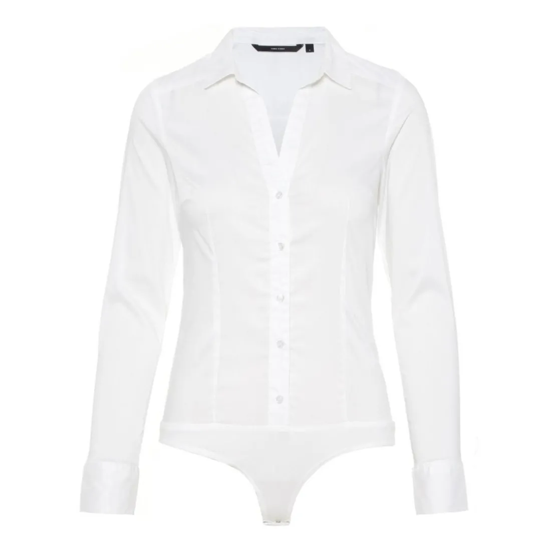 Blouse Col chemise Manches longues Longueur regular blanc en coton
