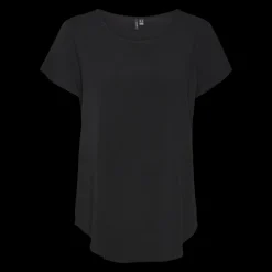 Blouse col rond manches courtes noir en viscose Hope
